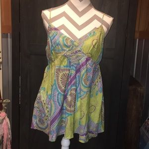 Joie patterned tank, embroidered detail - size L